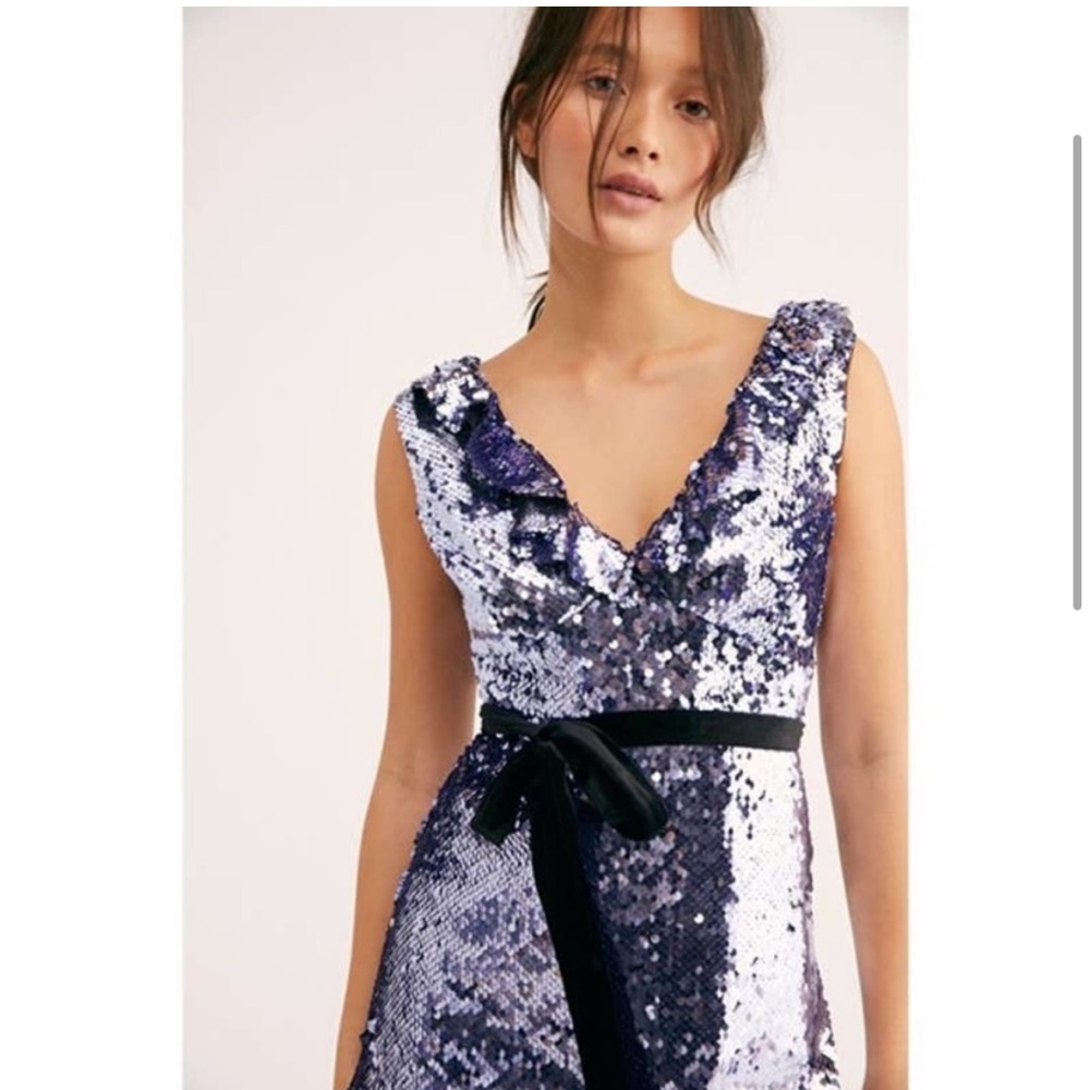 Free People Sequined Dress In Lilac And Black